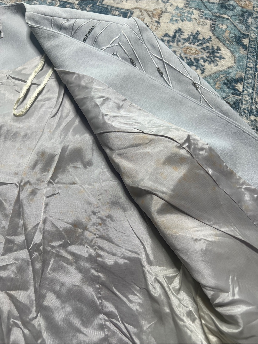 Che Studio Light Silver Embroidered Blazer 2 piece Vintage - Picture 8 of 16
